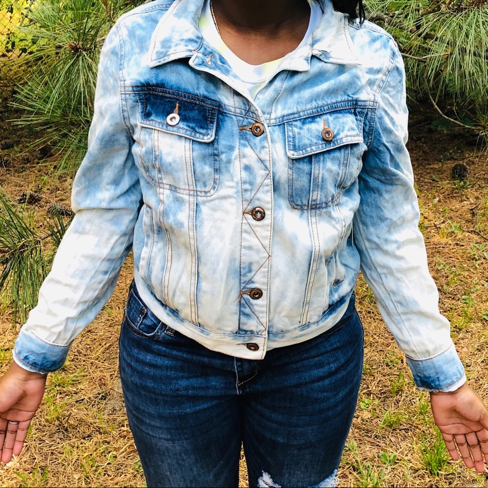 Blue Acid-Washed Denim Jacket